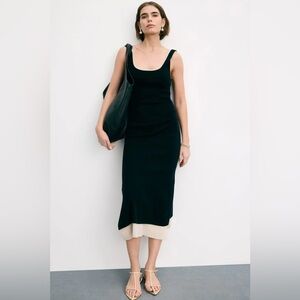 NWT Naadam Luxe Cotton Silk Cashmere Layered Tank Midi-Dress